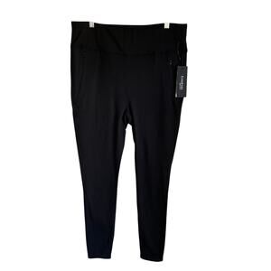 Bebe Sport Leggings Womens XL NWT Black Stretch Fleece Activewear Pants $79